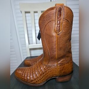Cody James Black 1978 Mason Exotic Caiman Belly Western Boots Square Toe Sz 10.5